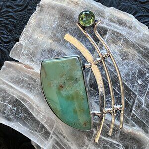 Green Chrysoprase and Peridot Stone Jewelry Crystal Pendant